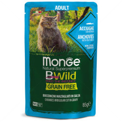MONGE BWild Grain Free Adult 85 гр., с аншоа и зеленчуци