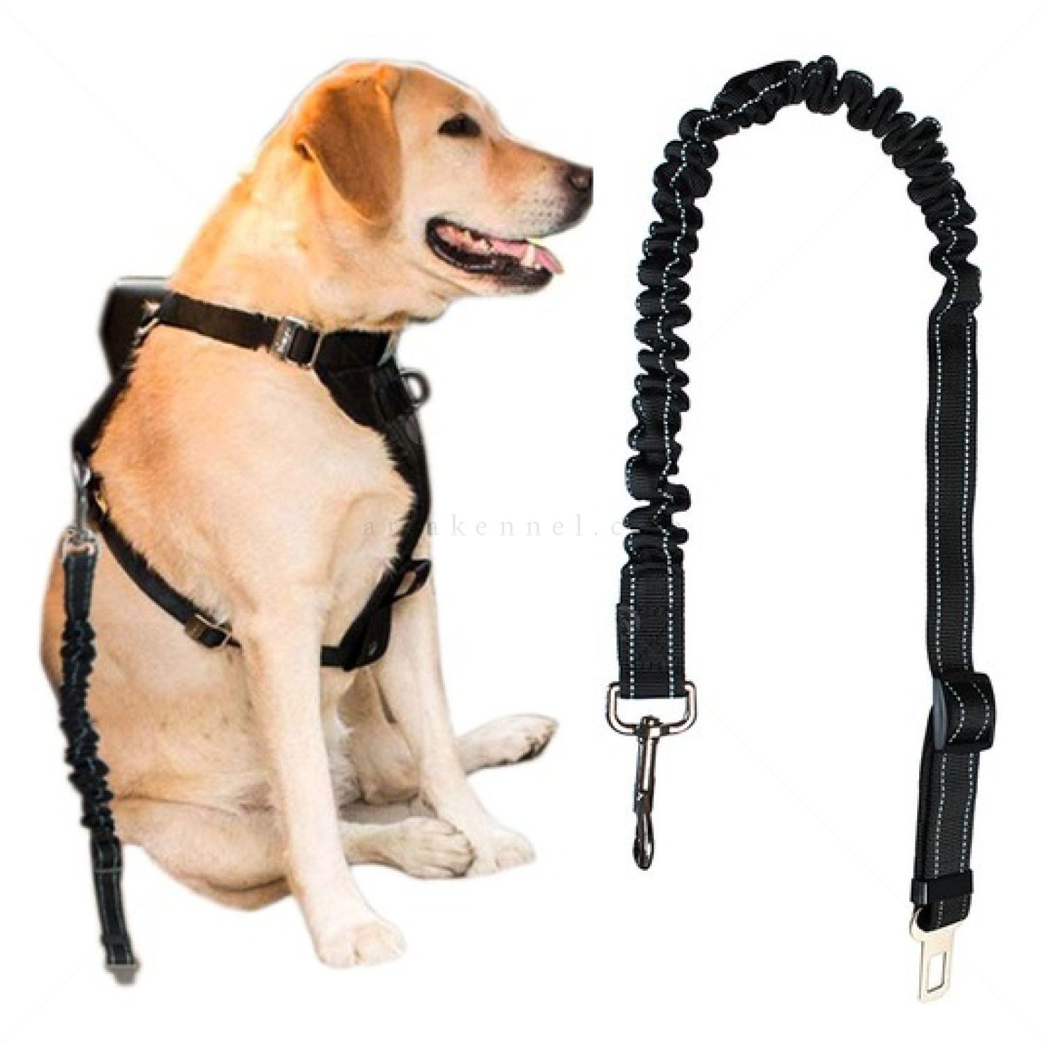 Разтеглив предпазен колан за куче в автомобил MINA PET, черен
