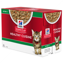 HILL'S Healthy Cuisine Kitten 12x80 гр. Stew Chicken - паучове за малки котенца, задушено със зеленчуци и пилешко месо
