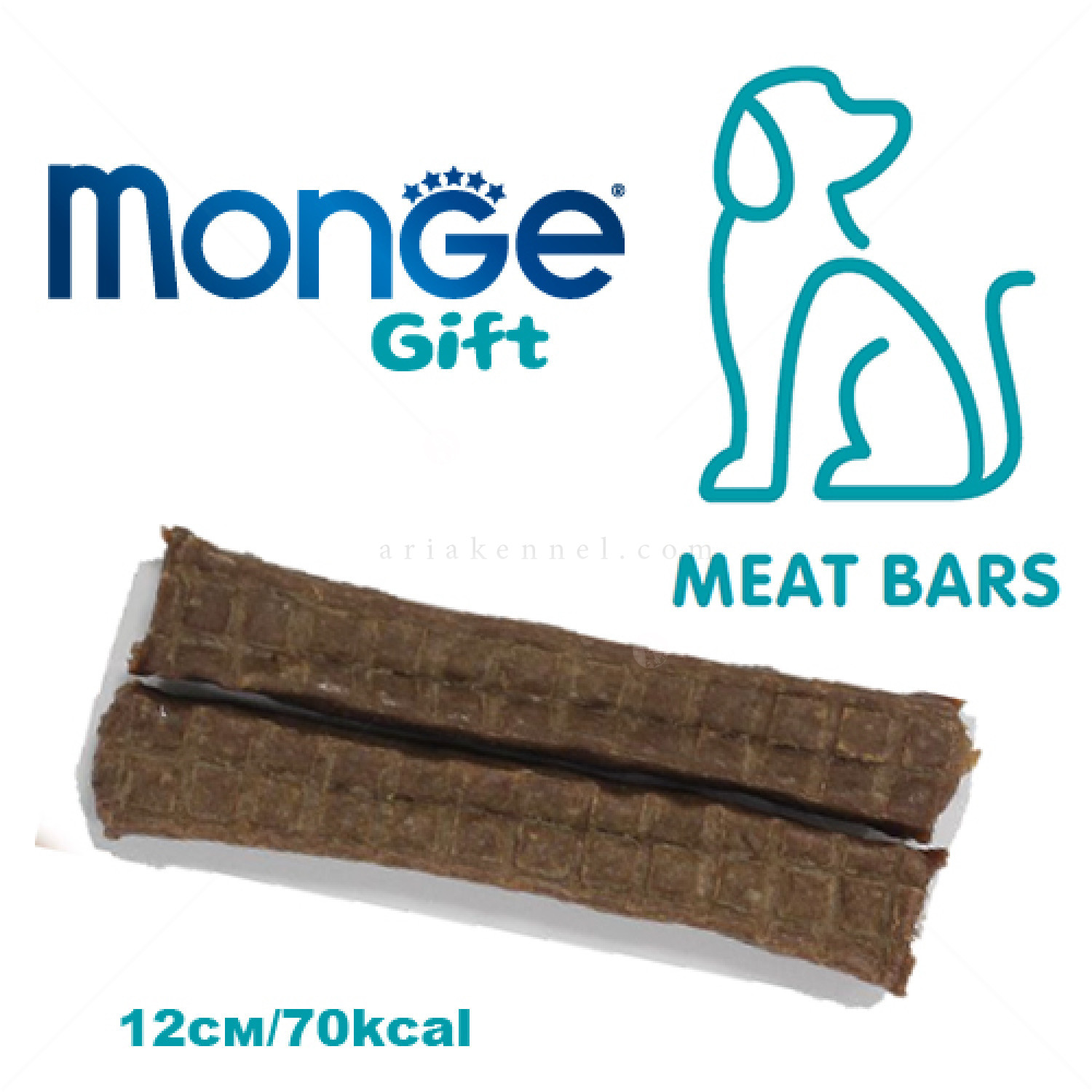 Месни барчета за здрава кожа и козина MONGE Gift Meat Bars Skin Support 2x20 гр./12 см. със сьомга, алое и дрожди