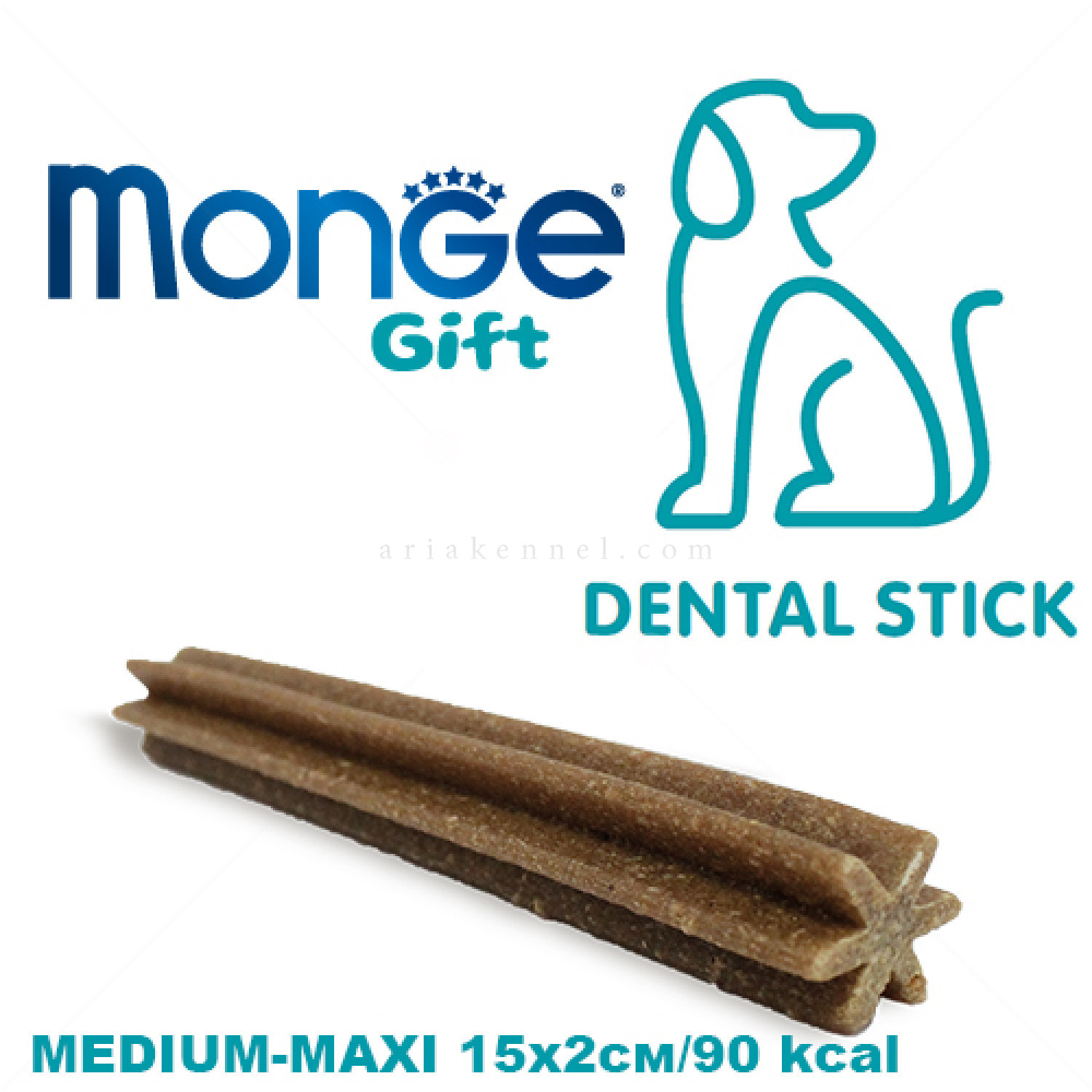 Дентални стикове MONGE Gift Dental Sticks Medium-Maxi Adult, 7 бр/270 гр/15 см, с патешко месо и мента