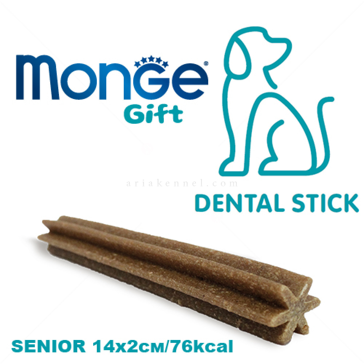 Дентални стикове MONGE Gift Dental Sticks Senior All Breeds, 7 бр/210 гр/14 см, със заешко месо и лайка