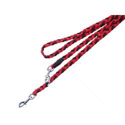 Повод от плетено въже NOBBY червено-черно, 16 мм, подвижен