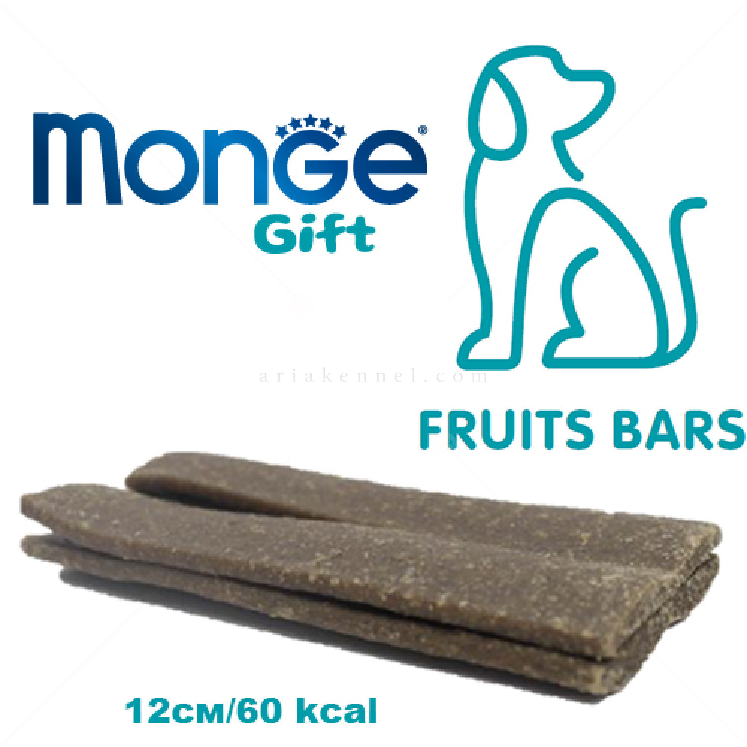 Барчета с плодове за подрастващи кученца MONGE Gift Fruit Bars Puppy&Junior 4x25 гр/12 см със свинско месо и киви