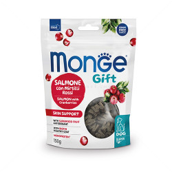 Меки хапки за здрава кожа и козина MONGE Gift Super M Skin Support 150 гр, със сьомга и червени боровинки