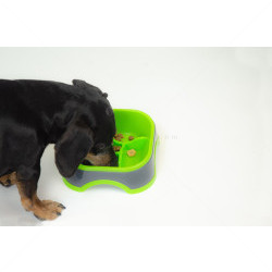 Купичка за лакоми кучета, EAT SLOW, квадрат,  зелена, 13 см
