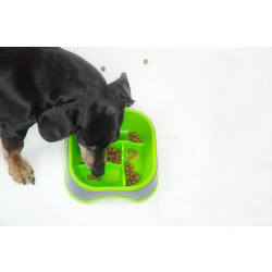 Купичка за лакоми кучета, EAT SLOW, квадрат,  зелена, 13 см