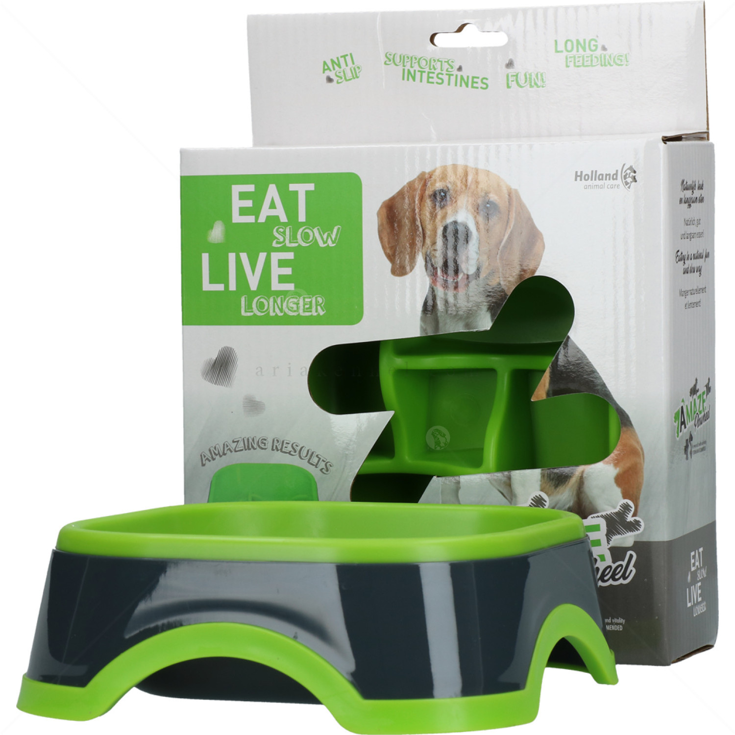 Купичка за лакоми кучета, EAT SLOW, квадрат,  зелена, 16 см