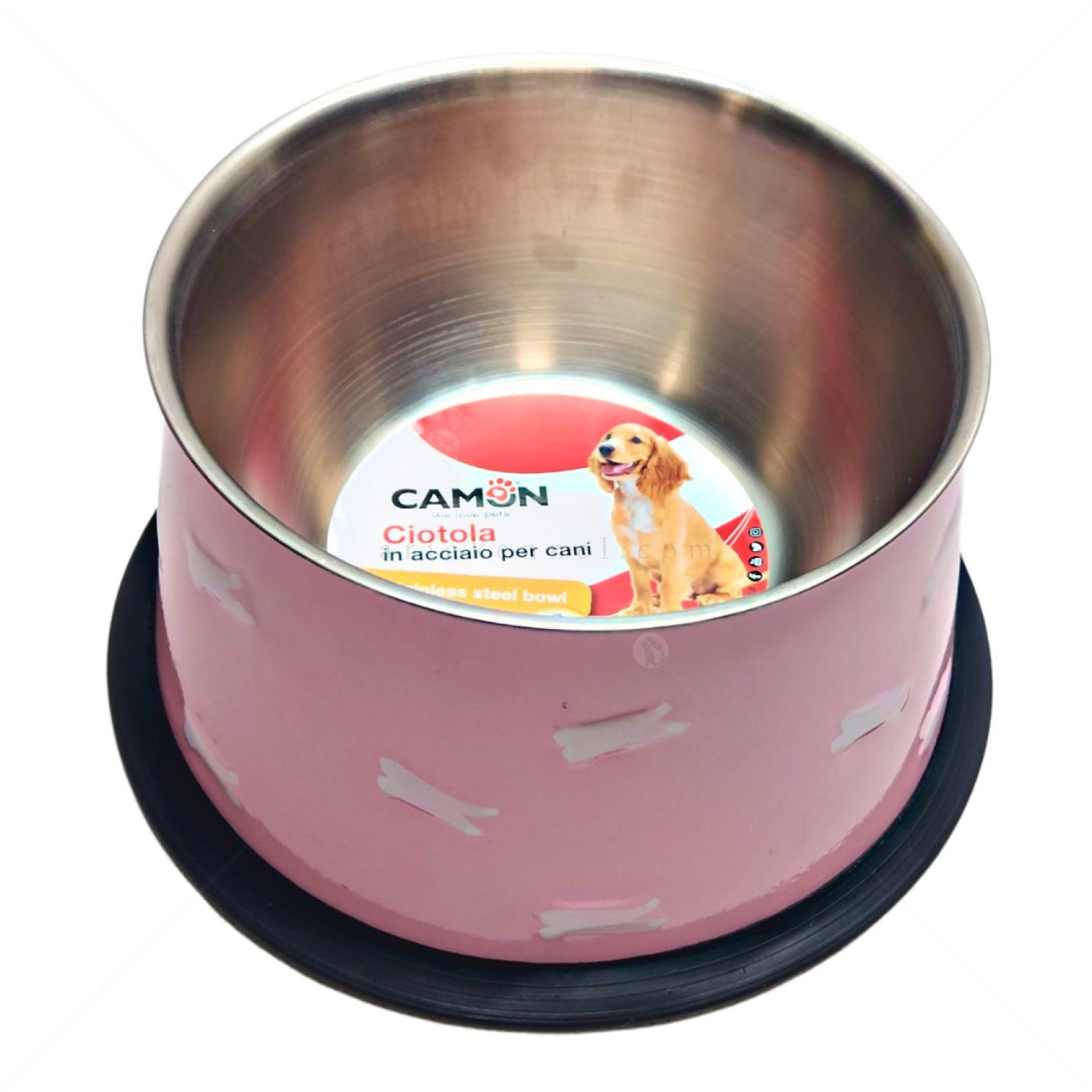 Метална купа с гумена основа CAMON, Кокер, 14.5 см, розова