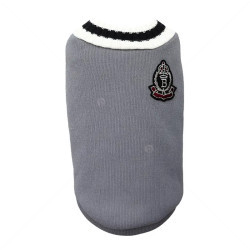 Плетен пуловер с емблема, MINA PET, S, сив