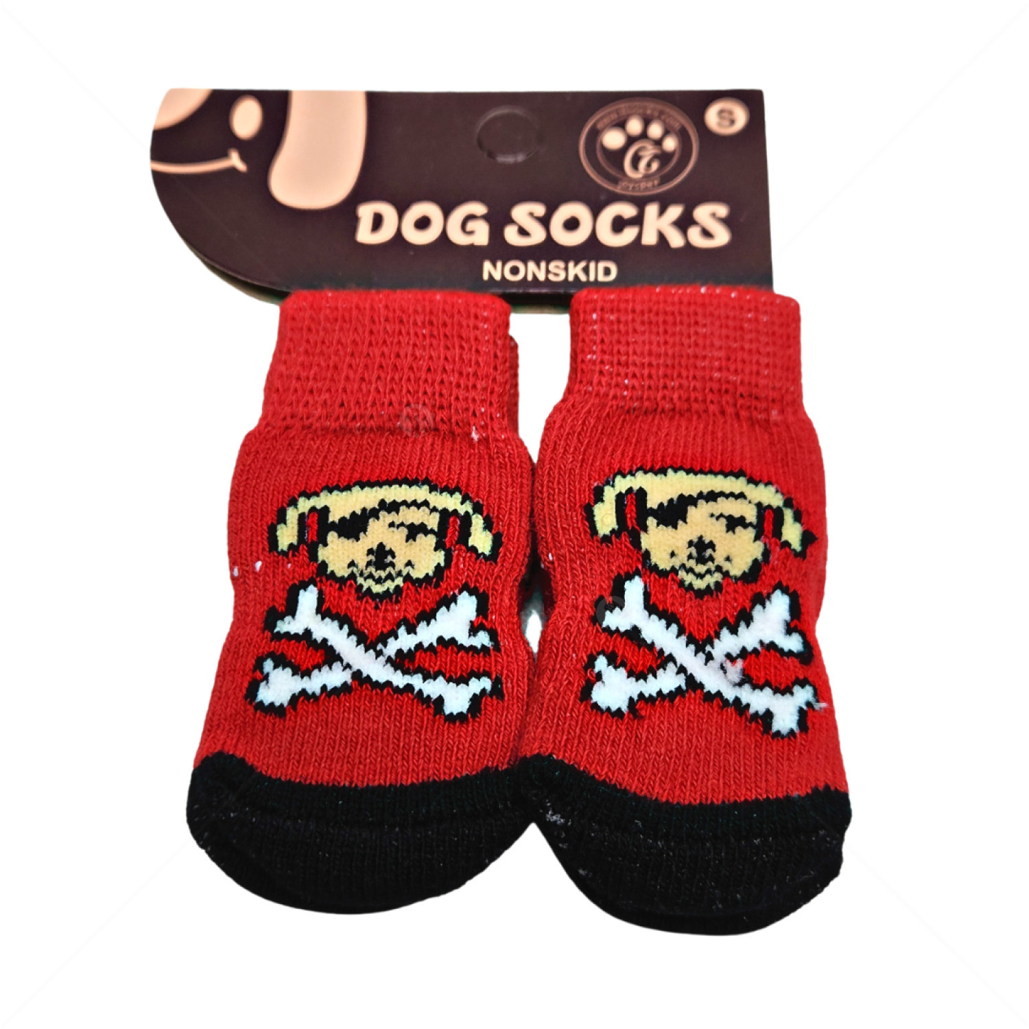 Противоплъзгащи се чорапи за кучета MINA PET, размер S,  4 бр, червени