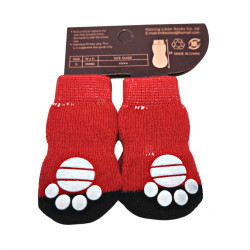 Противоплъзгащи се чорапи за кучета MINA PET, размер S,  4 бр, червени