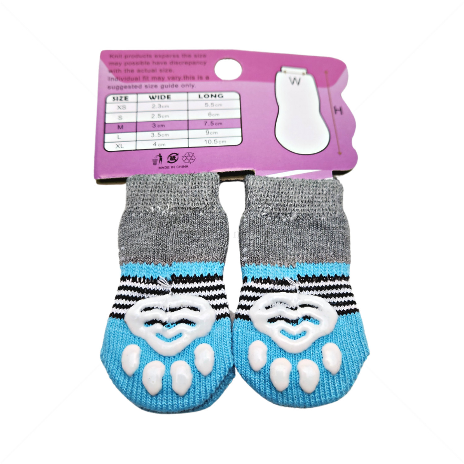 Противоплъзгащи се чорапи за кучета MINA PET, размер M,  4 бр, сини