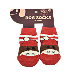 Противоплъзгащи се чорапи за кучета MINA PET, размер M,  4 бр, червени