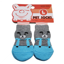Противоплъзгащи се чорапи за кучета MINA PET, размер L,  4 бр, сини