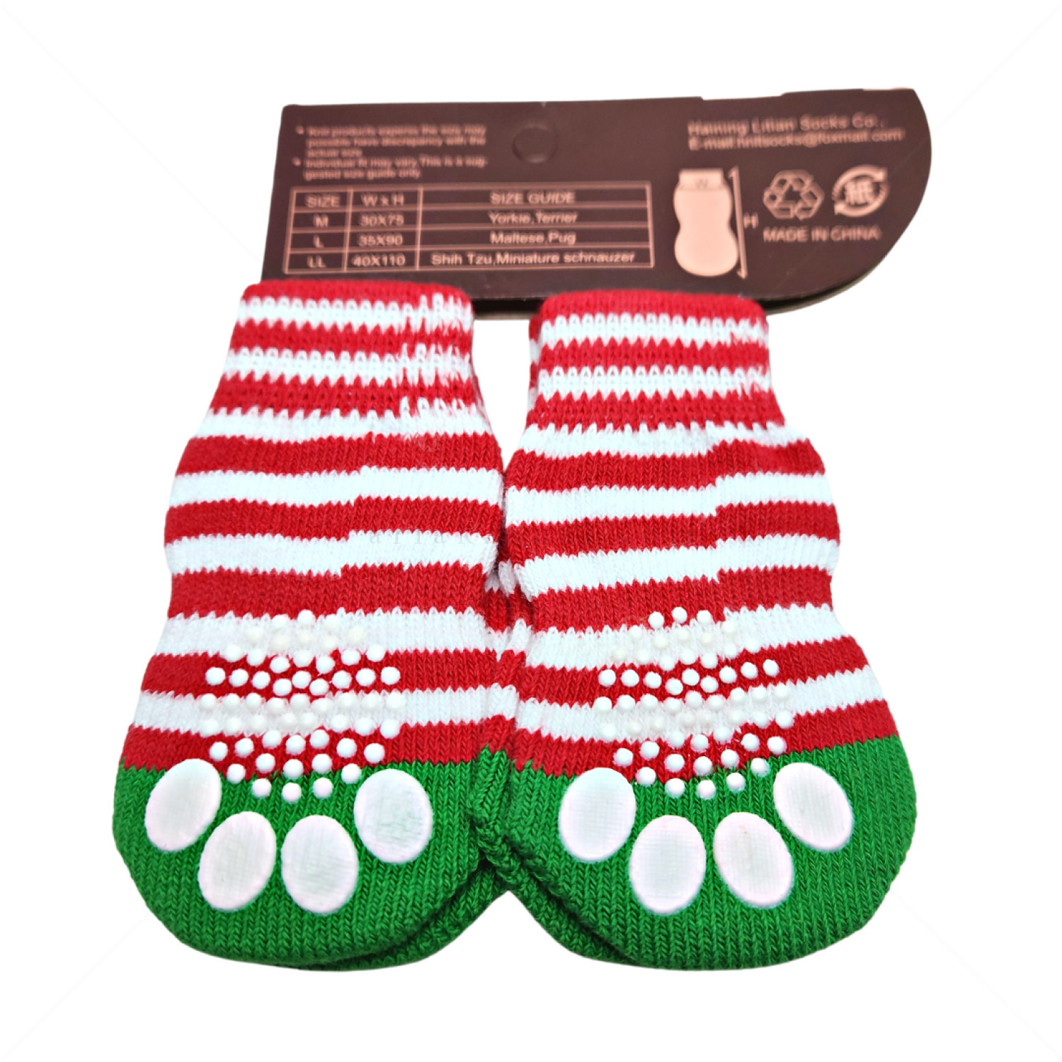 Противоплъзгащи се чорапи за кучета MINA PET, размер L,  4 бр, червени
