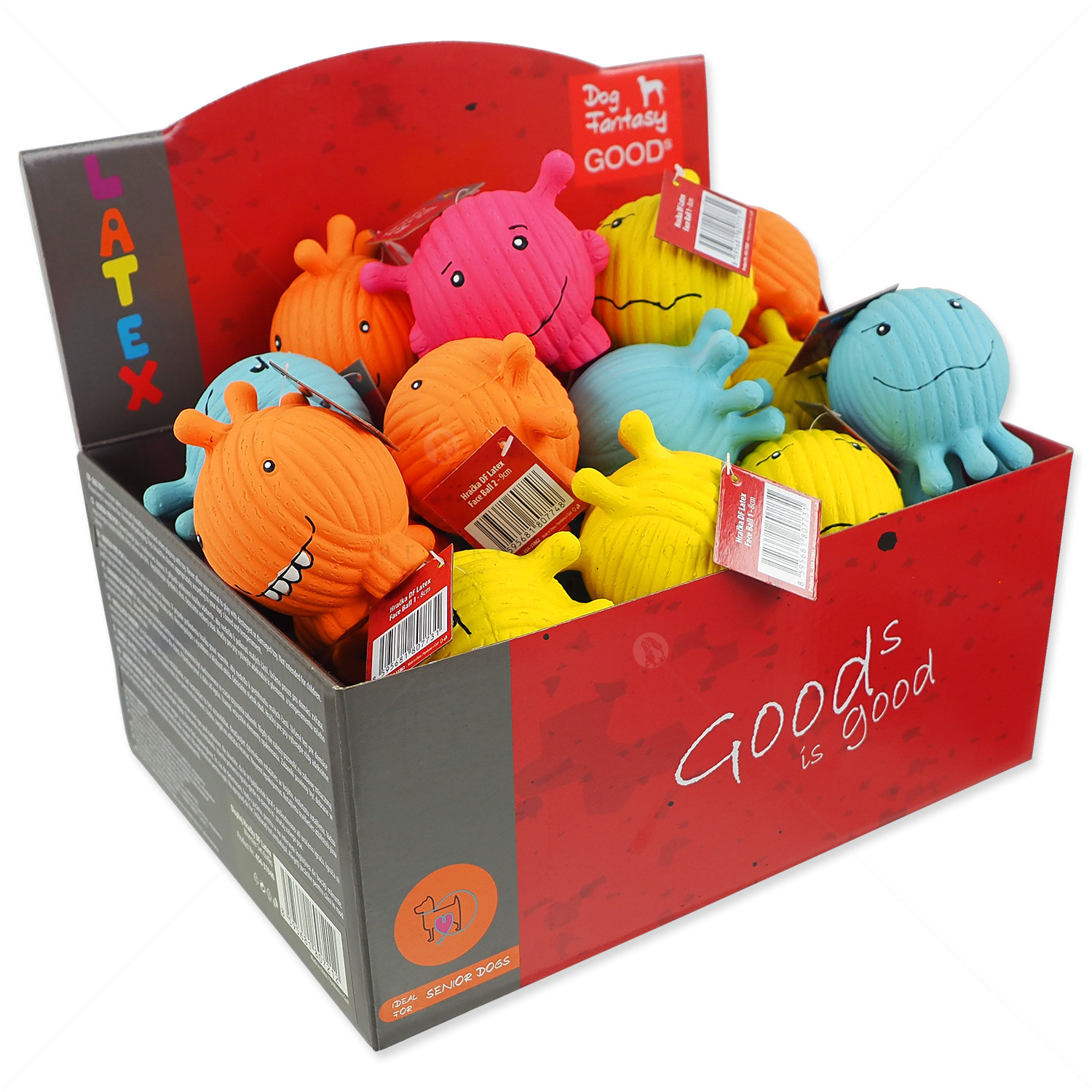 Латексова играчка DOG FANTASY Face Ball, оранжева