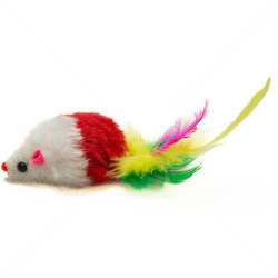 Дрънкаща плюшена мишка с перца, MINA PET, червена