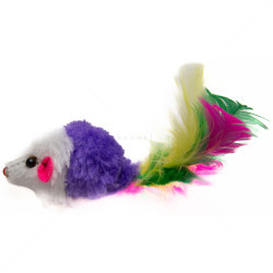 Дрънкаща плюшена мишка с перца, MINA PET, лилава