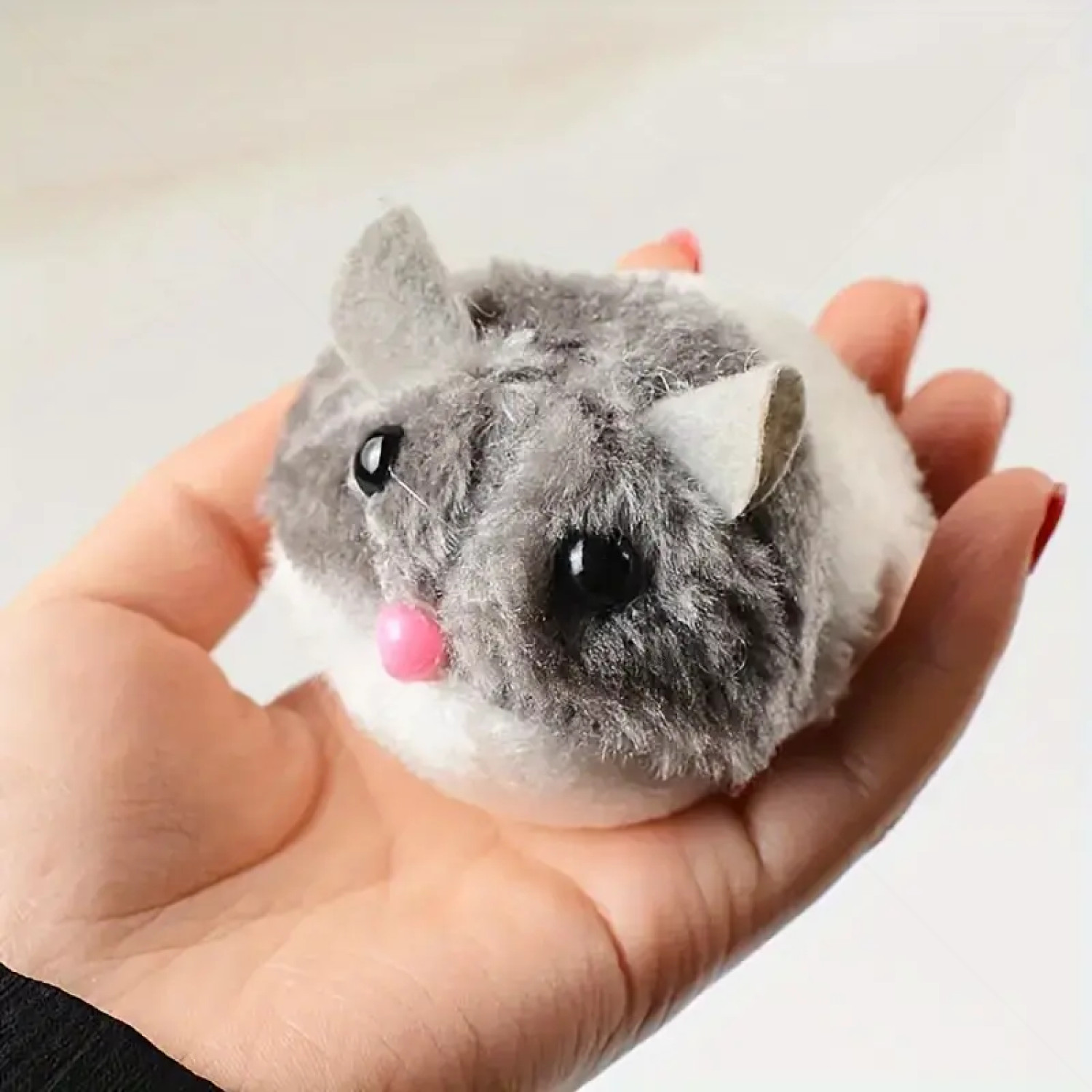 Плюшена вибрираща мишка MINA PET, сива