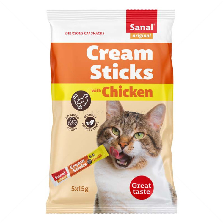 SANAL Cream Sticks 5x15 гр. Кремообразни лакомства с пилешко месо