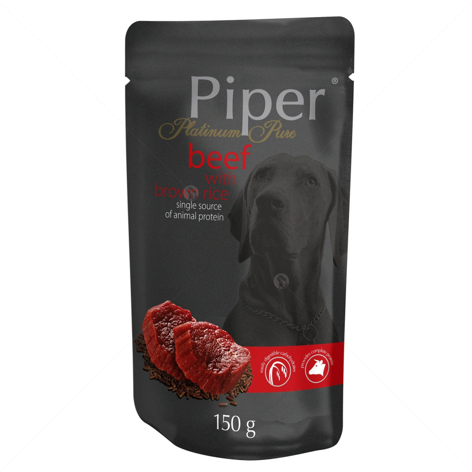 Piper Platinum Pure SP Adult 150 гр. с телешко месо и кафяв ориз