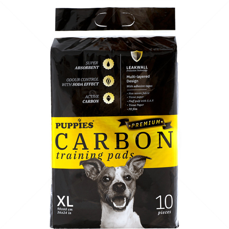 PUPPIES Premium Carbon Хигиенни подложки/Пелени за кучета, размер XL, 10 бр.