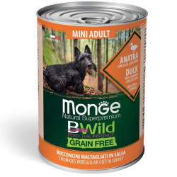 MONGE BWild Mini Adult 400 гр. хапки в сос с патешко месо, тиква и тиквички