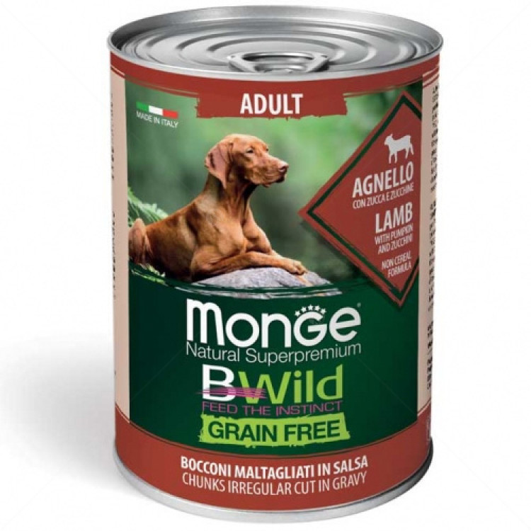 MONGE BWild Adult 400 гр. хапки в сос с агнешко месо, тиква и тиквички