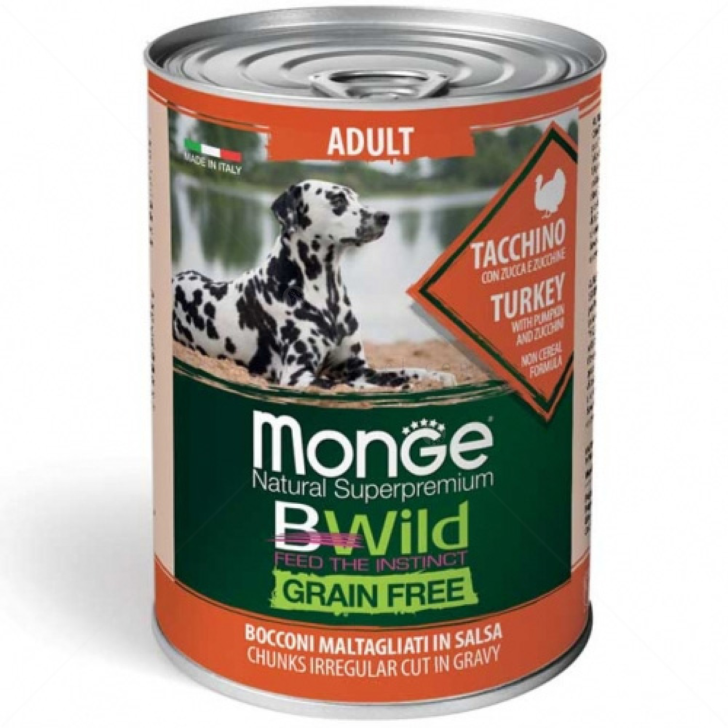 MONGE BWild Adult 400 гр хапки в сос с пуешко месо, тиква и тиквички
