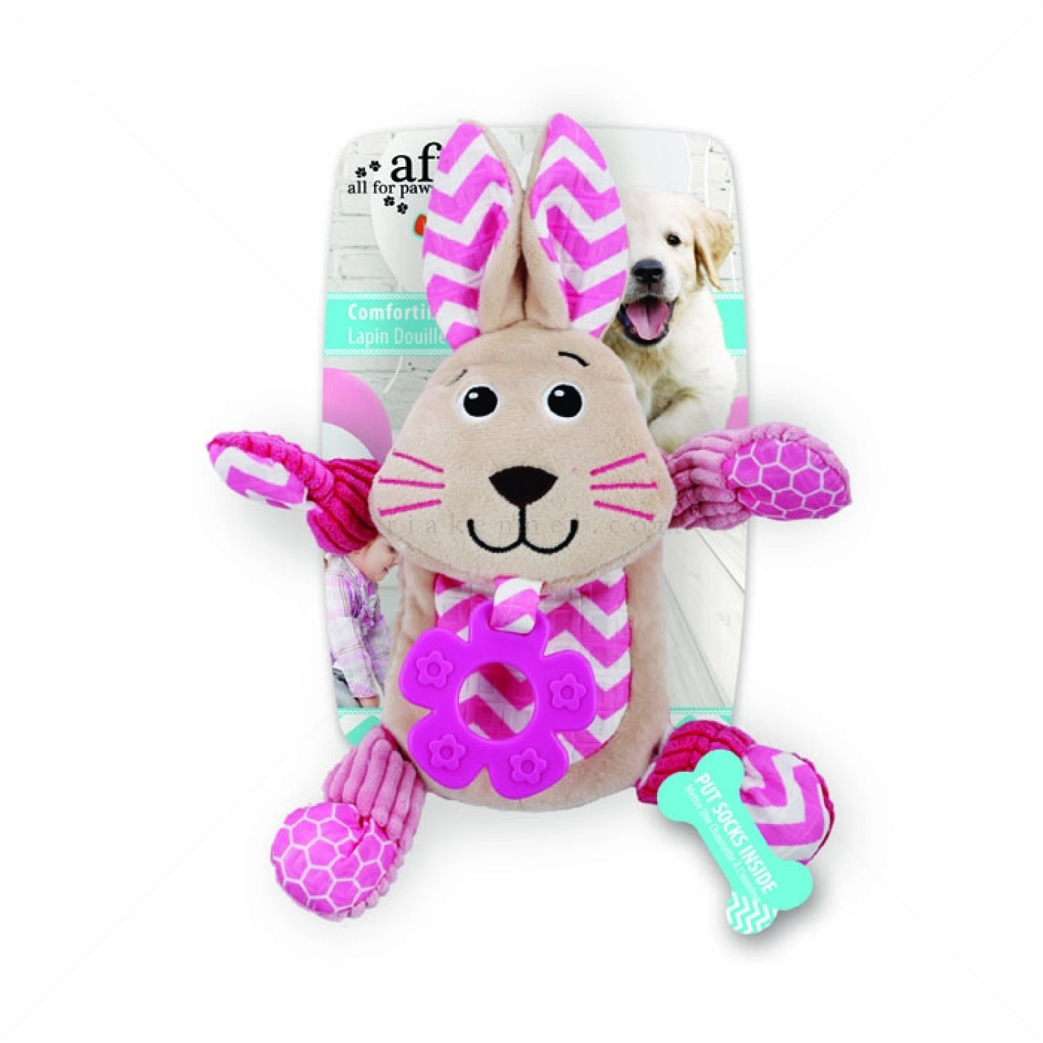AFP Любимата играчка на малкото кученце, зайче, розово