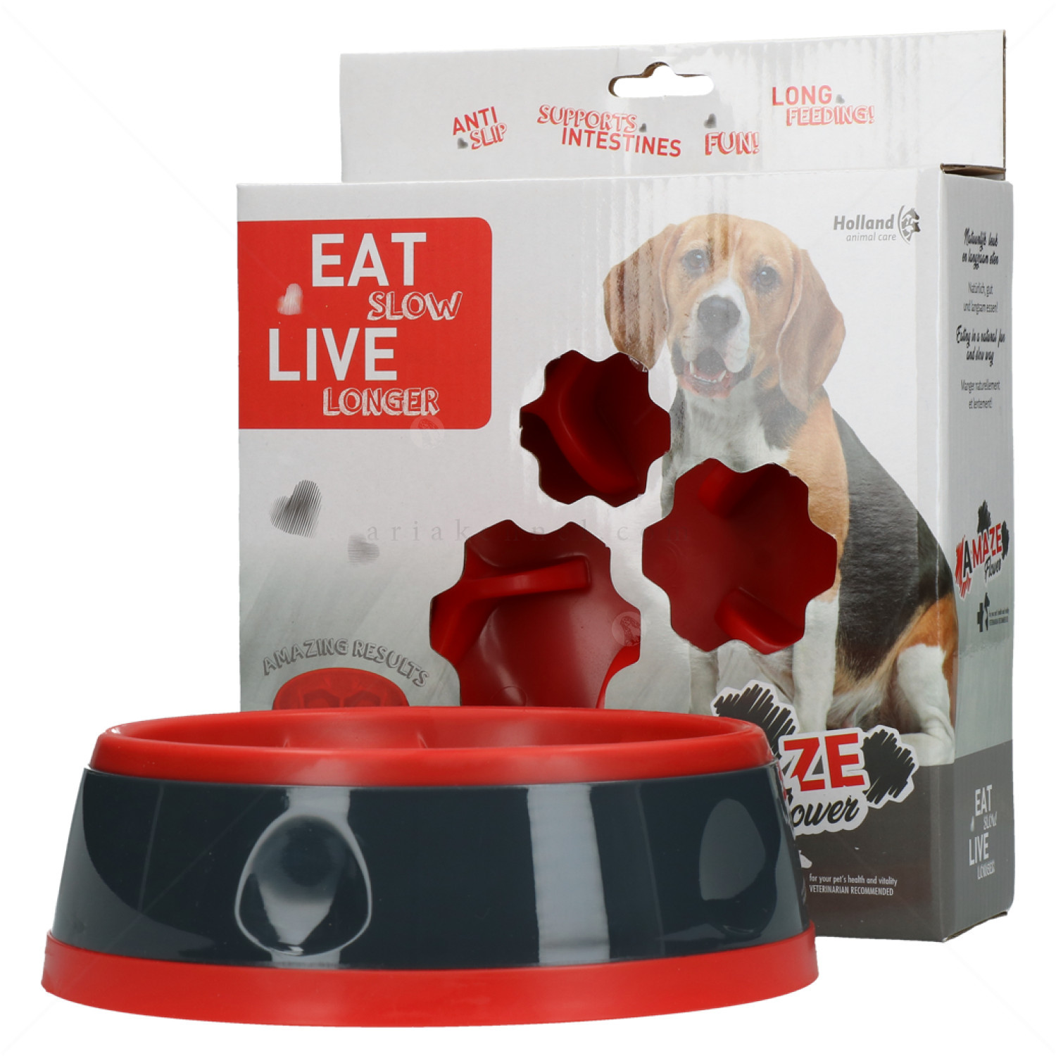 EAT SLOW Купичка за лакоми кучета, червена, 16 см.