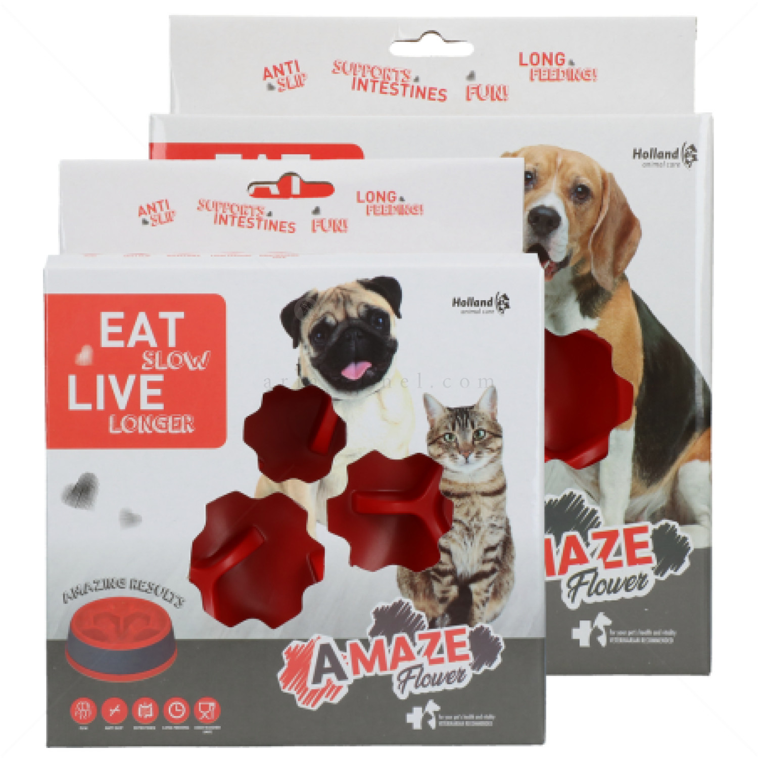Купичка за лакоми кучета, EAT SLOW, червена, 13 см
