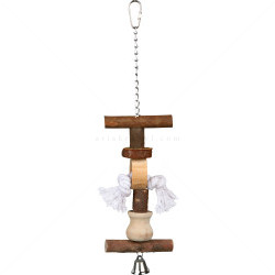 TRIXIE Дървена играчка с въже и камбана, 20 см.