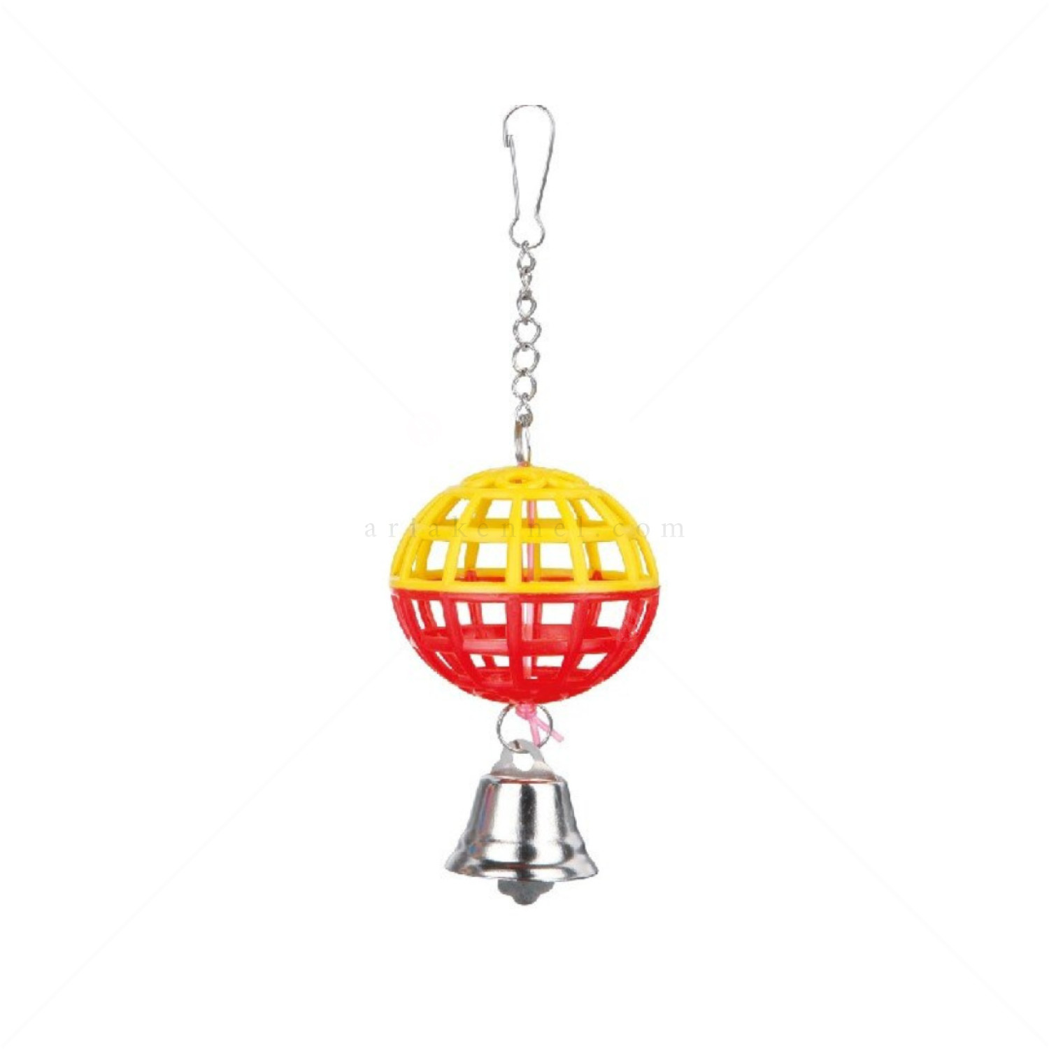 TRIXIE Цветна топка със звънче за птици, жълто-червена